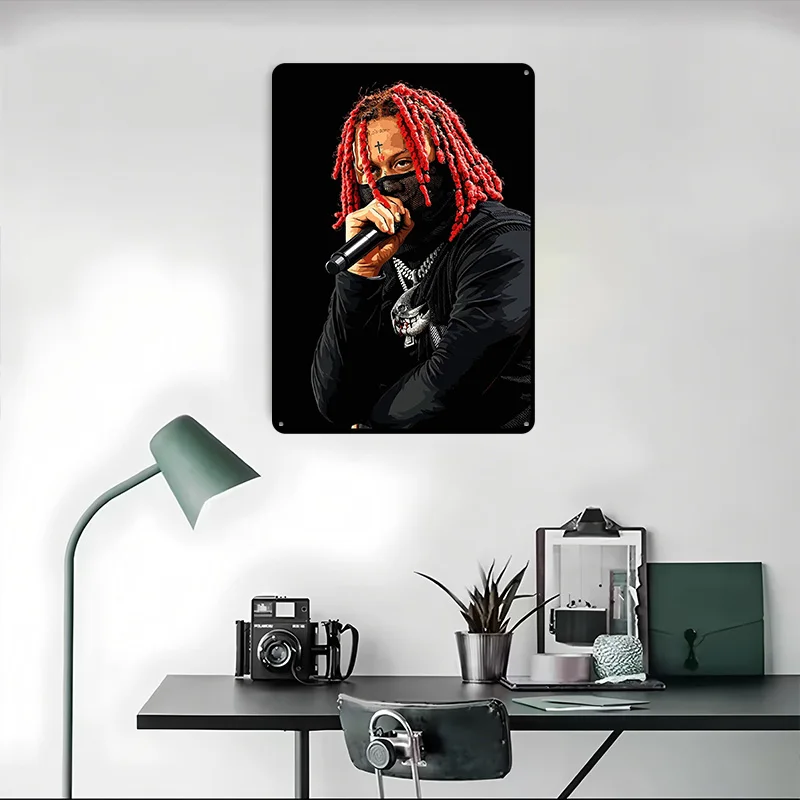 Фото Металлический постер Trippie Redd в стиле пиксель-арт, настраиваемая настенная ретро-табличка для декора дома и комнаты геймера №4