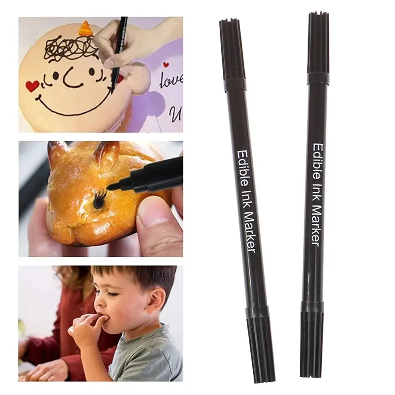 

Черные пищевые цветные ручки, 2 шт., двусторонние Пищевые и съедобные маркеры