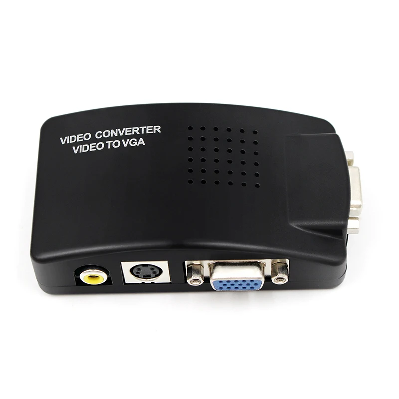 S-video composite RCA AV to VGA converter with DC power supply for TV PC converter(VGA cable is not included) | Безопасность и