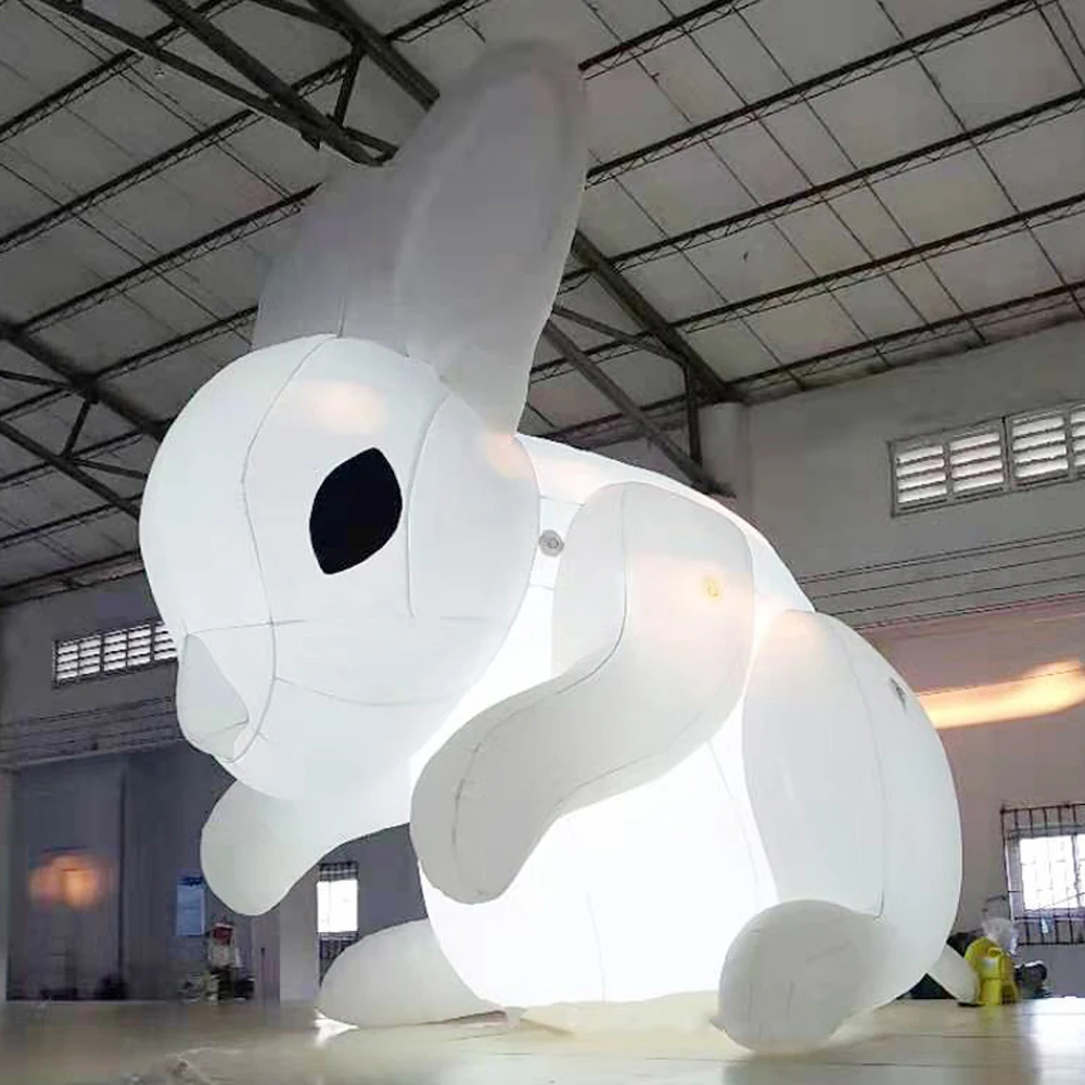 Outdoor Home Lawn White Giant Inflatable Easter Bunny With LED Lights Large Rabbit Animal Model For Holiday Decoration images - 6