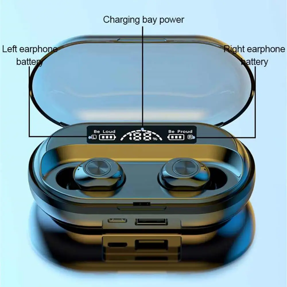 

Waterproof Wireless Headphones With Charging Case Bluetooth 5.2 Headset Stereo Sports Earbuds Noise Reduction With Microphone