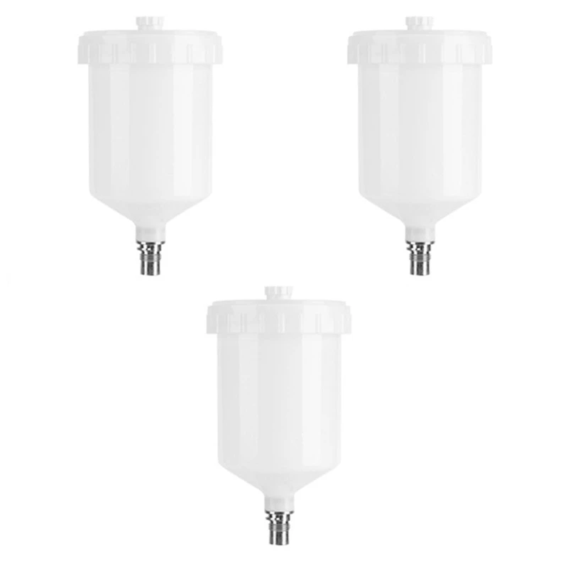 3 Pcs 600Ml Plastic Hvlp Paint Cup Pot For Sata Sprayer Connector Jet Easy To Use