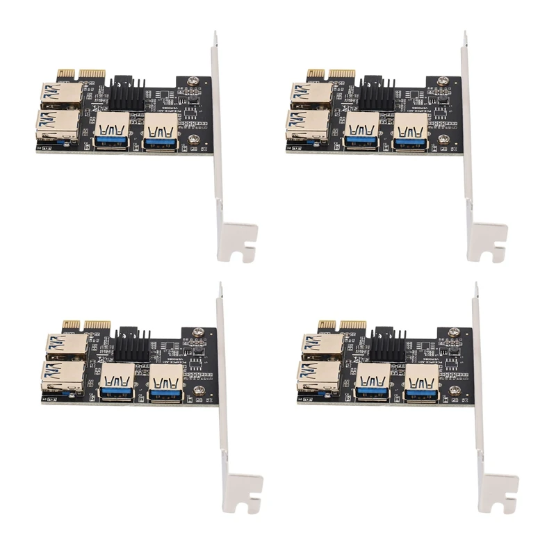 

4х новый 4-портовый переходник PCIe, плата адаптера PCI-E 1X к 4 USB 3,0 PCI-E Rabbet, переходник для графического процессора, эфириум ETH/портативное устройс...