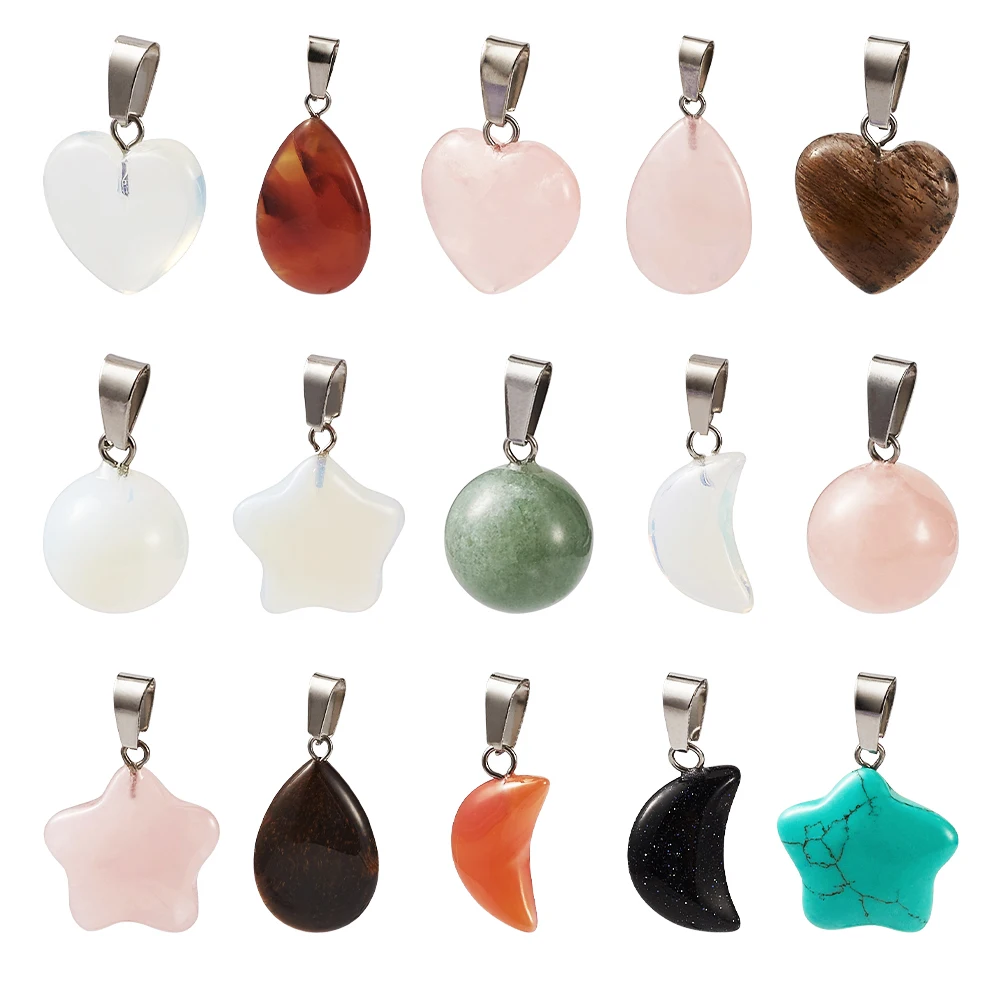 

30pcs Natural&Synthetic Moon Star Drop Pendants Charms For Diy Jewelry Making Necklace Accessories Wholesale