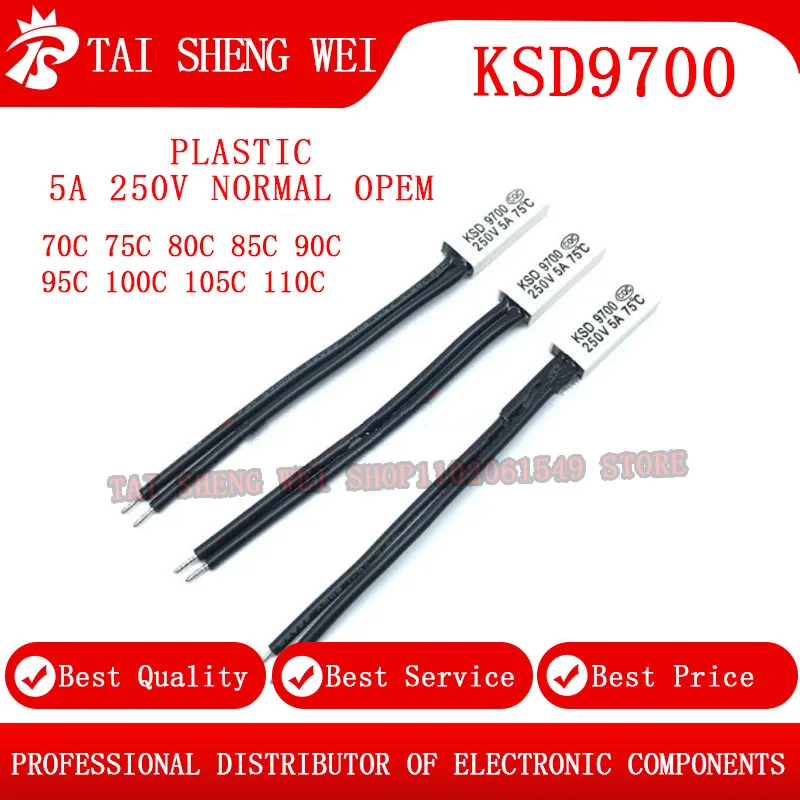 Пластиковый Термостат KSD9700 5A 250V 70C 75C 80C 85C 90C 95C 100C 105C 110C N/O, термозащитные предохранители, температурный переключатель, 10 шт. Пластиковый Термостат KSD9700 5A 250V 70C 75C 80C 85C 90C 95C 100C 105C 110C N/O, термозащитные предохранители, температурный переключатель, 10 шт.