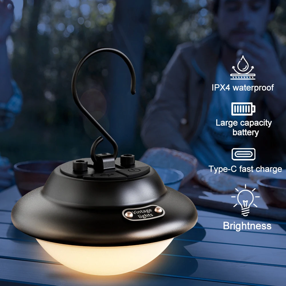 

2W LED Lanterns Waterproof 130lm Outdoor Tent Hiking Hanging Camping Light Retro Lamp Rechargeable Warm Lights For Garden Yard