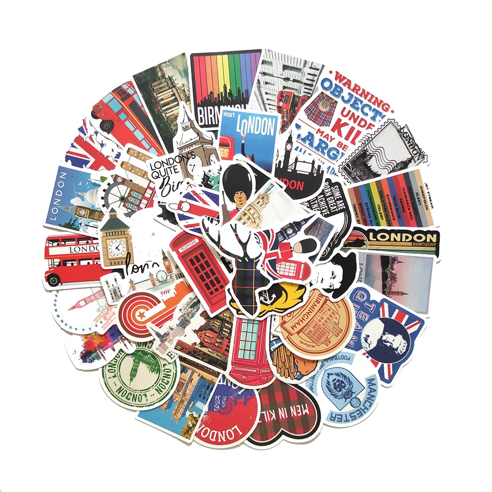 Наклейки лондонские для ноутбука, велосипеда, гитары, скейтборда, 10/30/50 шт.