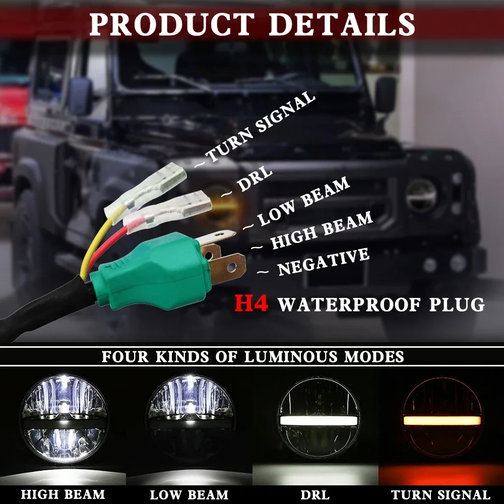 40W 7 &quot7-дюймовые светодиодные фары дальнего света DRL для Lada 4x4 Hummer Land Rover Defender Jeep JK TJ