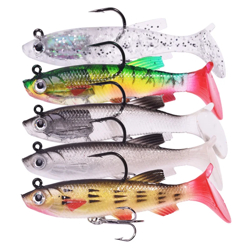 

1Pcs Jig Hook Silicone Soft Bait 7.5cm 12g Wobblers Fishing Lure 3D Eyes Rubber Swimbait Artificial Baits Bass Pike Pesca Tackle