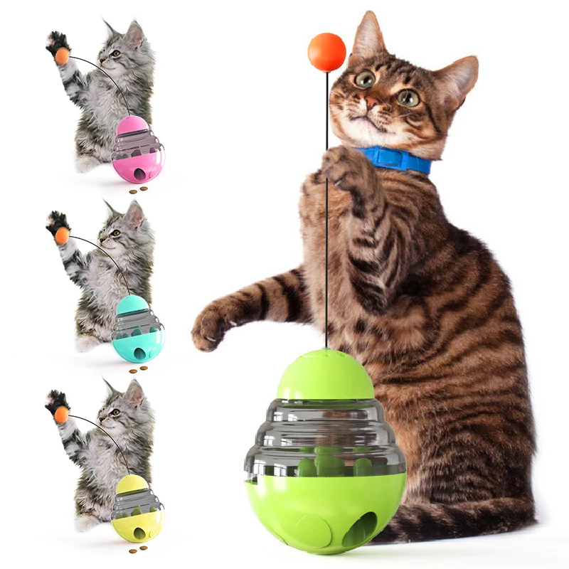 

Tumbler Balanced Wheel Cat Toy Funny Automatic Rotating Interactive With Catnip Wand Teaser Feather Stick Ball Cat Chewing Toys