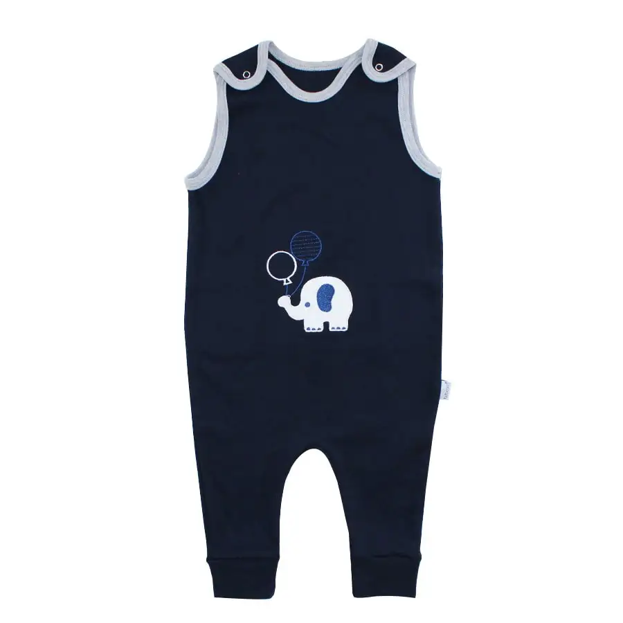

Laci Gray Piping Embroidered Suspenders Baby Jumpsuit