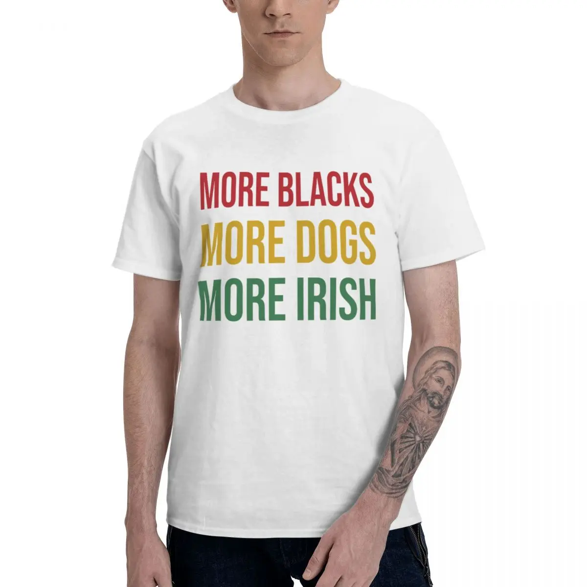 

Fashion More Blacks More Dogs More Irish T Shirts Pure Cotton Round Neck Men T Shirt Short Sleeve Oversized Casual Tees Clothes