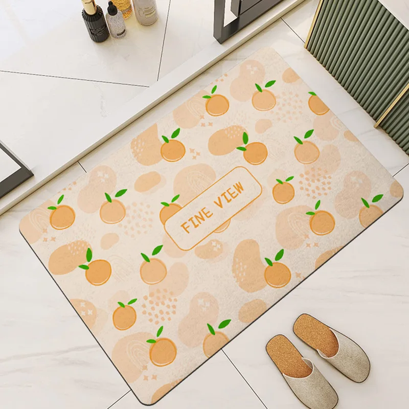 

Live Well Lemon Flower Rug Fast Drying Absorbent Doormat Floor Mat Carpet Home Bath Room Anti Slip Diatomaceous Earth Rubber
