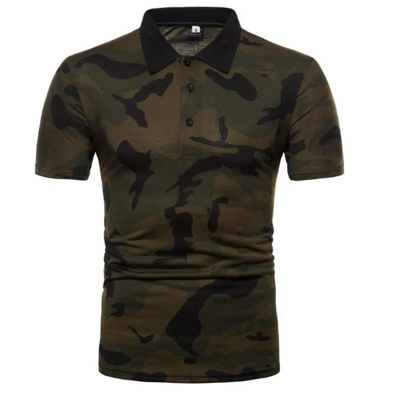 

ZNG 2020 Men's Camouflage T-shirt Summer New Cotton Short-sleeve TShirt Stand Collar men's Clothes Tees S-XXL