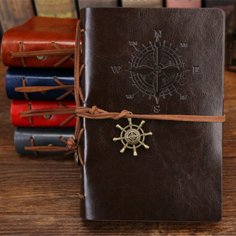 Retro Traveler's Notebook and Journal Diary Planner Note Book PU Leather Pirate Anchors Spiral Journal Notebooks Stationery Gift
