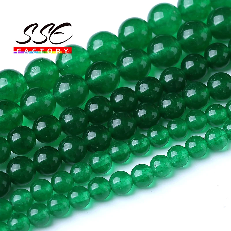 A + натуральные китайские бусины из зеленого нефрита, круглые бусины россыпью, бусины-разделители, аксессуары для браслетов, ожерелий 4, 6, 8, 10, 12 мм, 15 дюймов