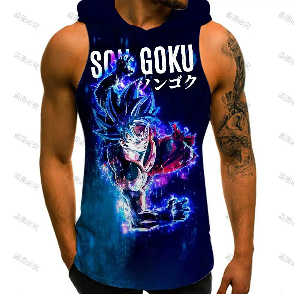 

Gym Dragon Ball Z 2023 Goku Vest With Hood T-shirts Sleeveless New Men's Clothes Y2k Tank Tops Super Saiya Top Anime Streetwear