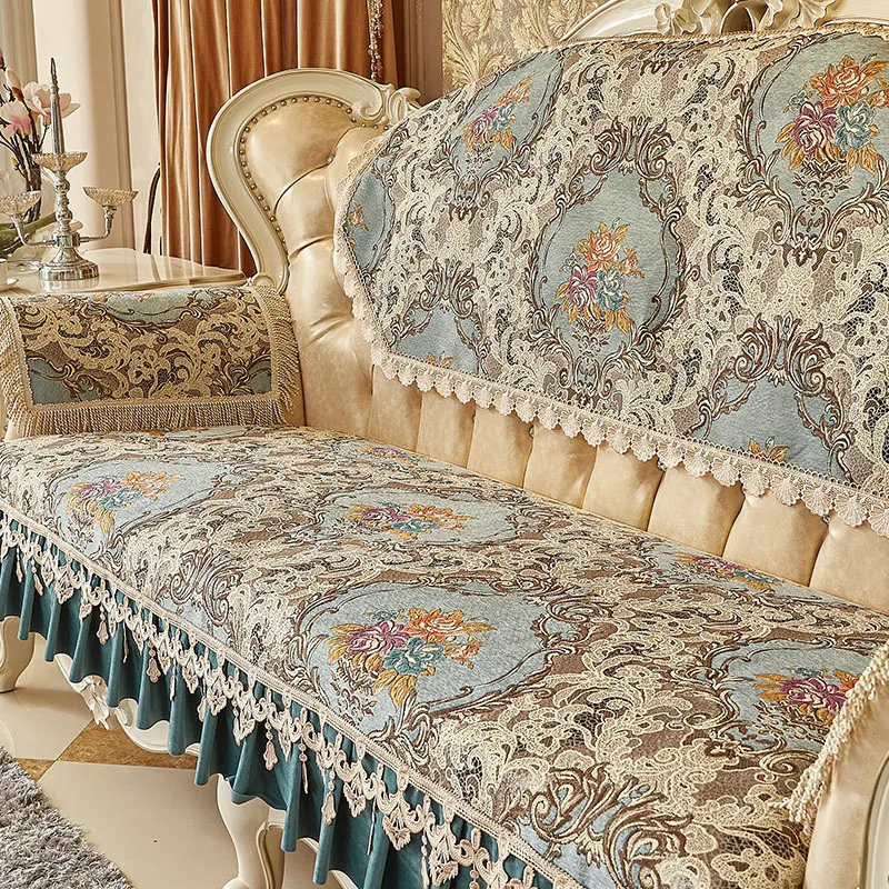 

High End Sofa Cushion European Style Luxury All Season Universal Sofa Towel Cushion Brand New Summer Leather Full Coverage Cloth