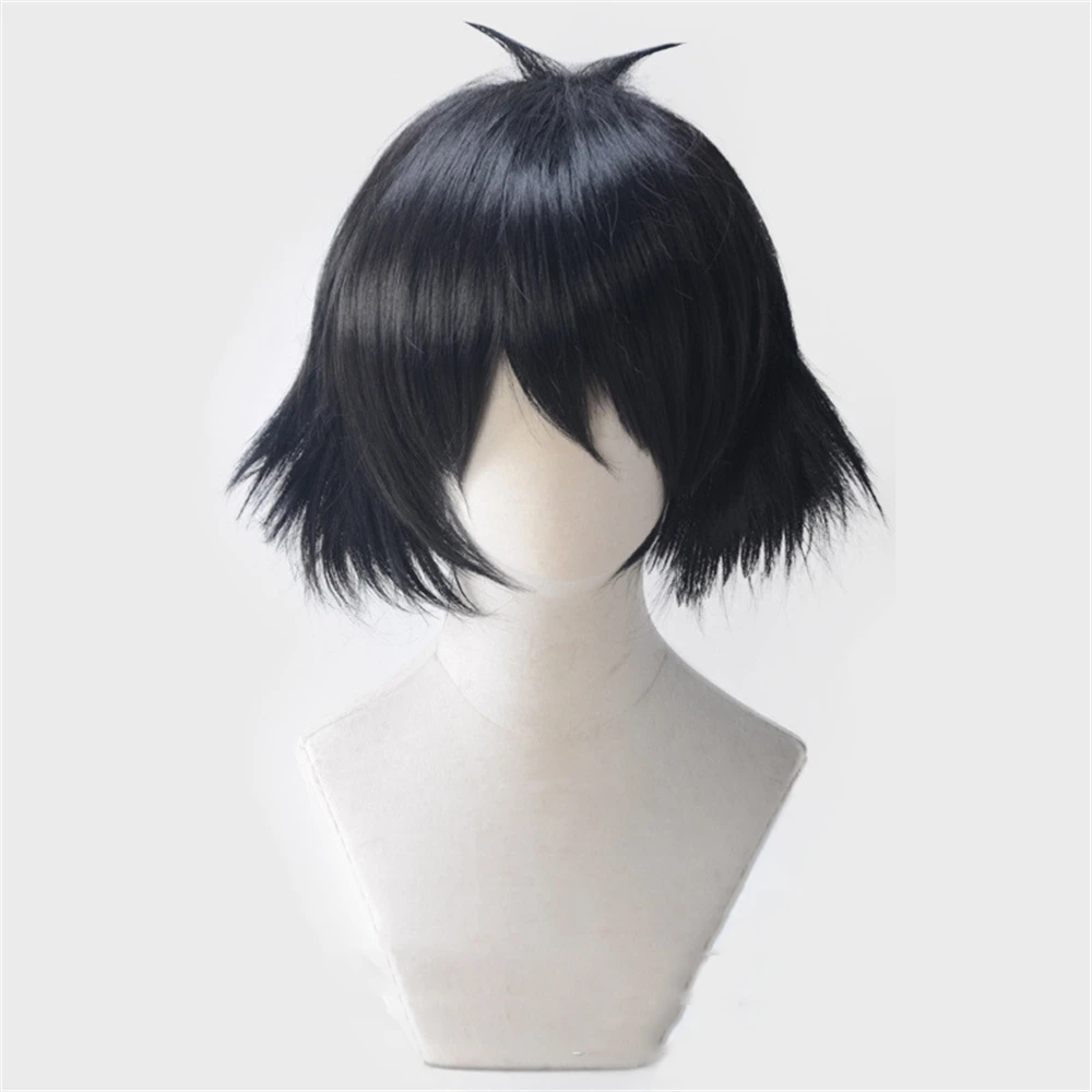 

Anime Steins Gate Ruka Urushibara Shiina Mayuri Cosplay Wig Black Short Curly Halloween Synthetic Hair + Free Wig Cap