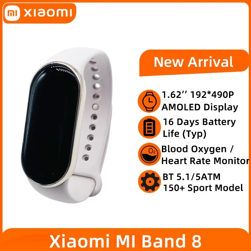 

Xiaomi Mi Band 8 Smart Bracelet 8 1.62 Inch AMOLED Display Miband 7 Blood Oxygen Fitness Traker Bluetooth WaterProof Smart Band
