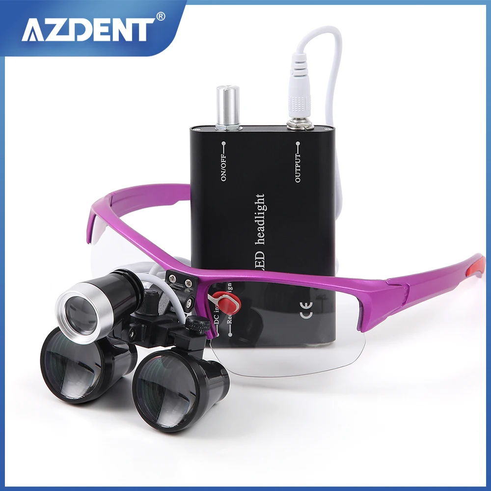 

AZDENT Dental 3.5X Magnification Binocular Dentist Loupe Surgery Surgical Magnifier with Headlight LED Light Medical Operation L