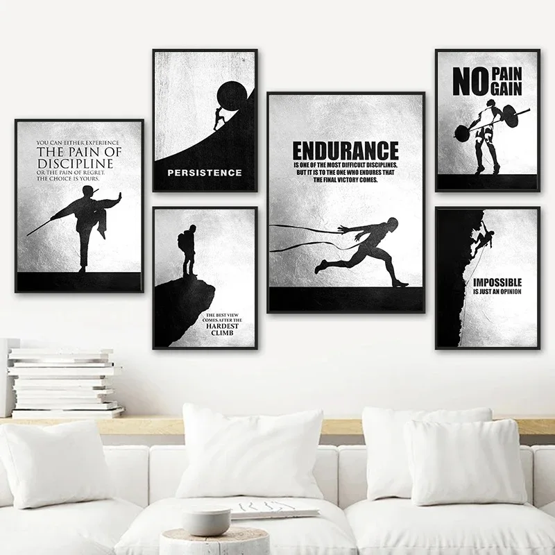 Классические черно-белые мотивационные спортивные постеры с цитатами печать на