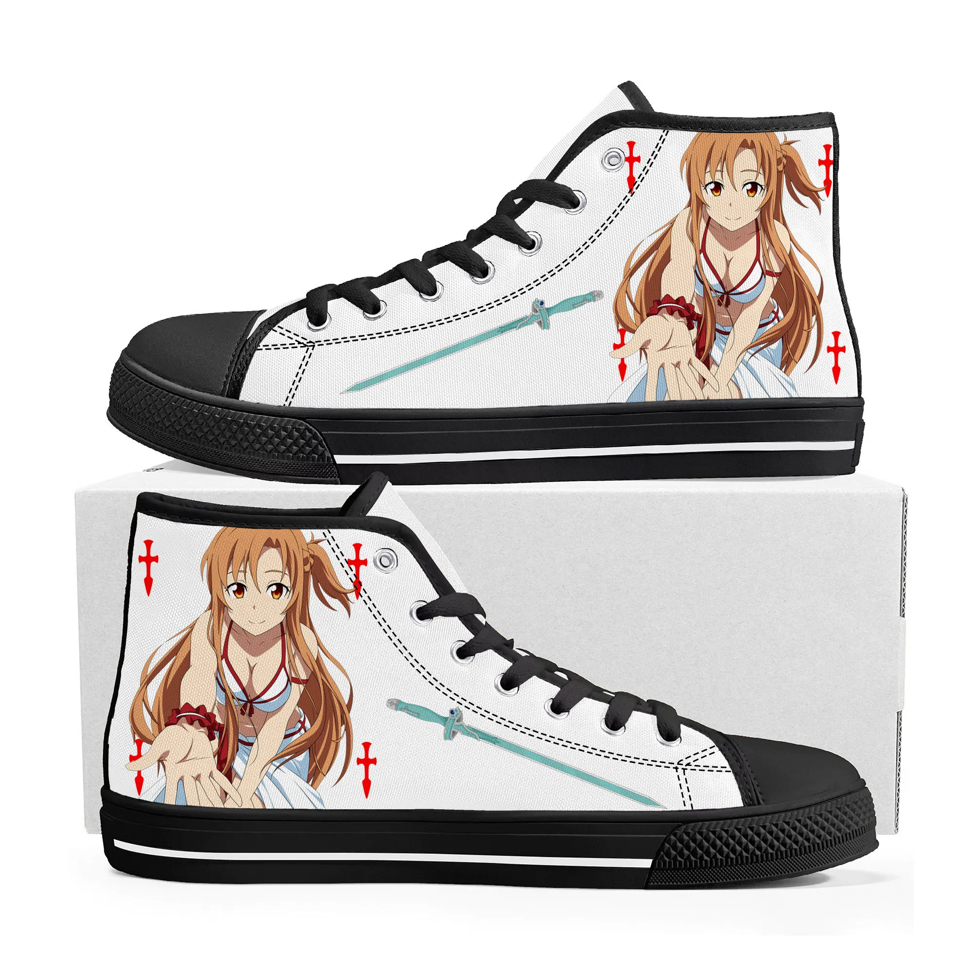 

Меч искусство онлайн манга Asuna высокие кроссовки высокого качества женские подростковые холщовые кроссовки повседневная обувь для пары обувь на заказ