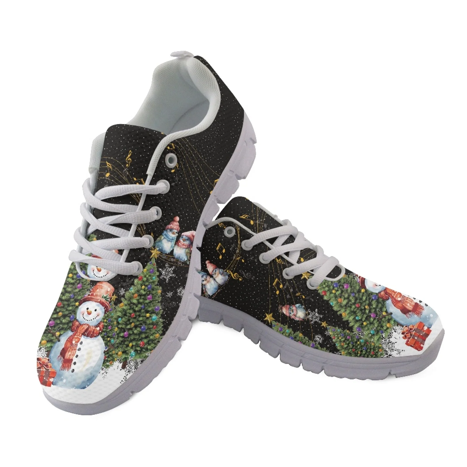 

Belidome Cute Snowman Design Sneakers Christmas Shoes for Women Casual Comfortable Walking Running Footwear Mesh Trainers Sports