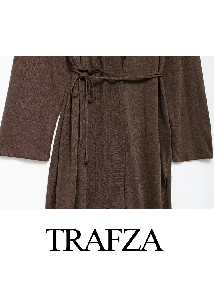 Женская длинная куртка-кимоно с V-образным вырезом и длинными рукавами