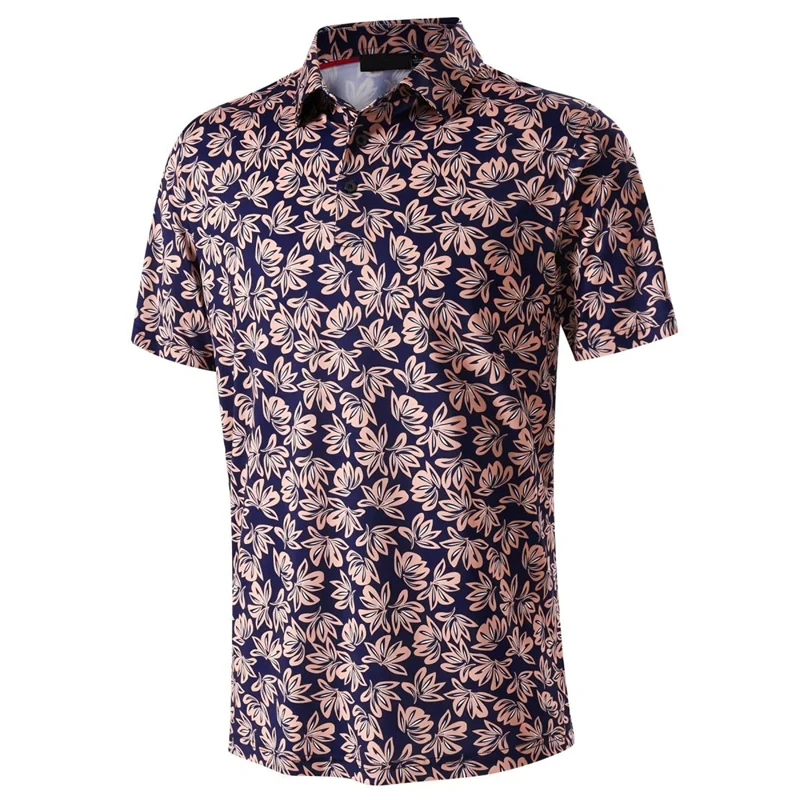 Фото Flower Tree Leaf 3D Printed Casual Polo Shirt For Men Hawaii Vacations Oversized Short Sleeves T-shirt Summer Trend Lapel Tops №2