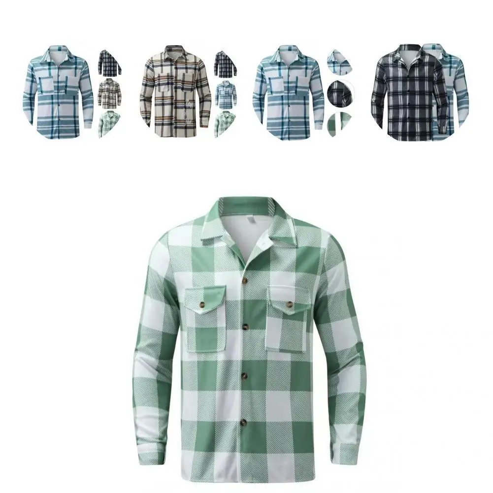 

Популярная рубашка, жакет с лацканами и карманами, яркая клетчатая рубашка