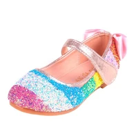 new children rainbow sequin princess shoes baby girls flat bling leather sandals fashion soft kids dance party sparkly shoes