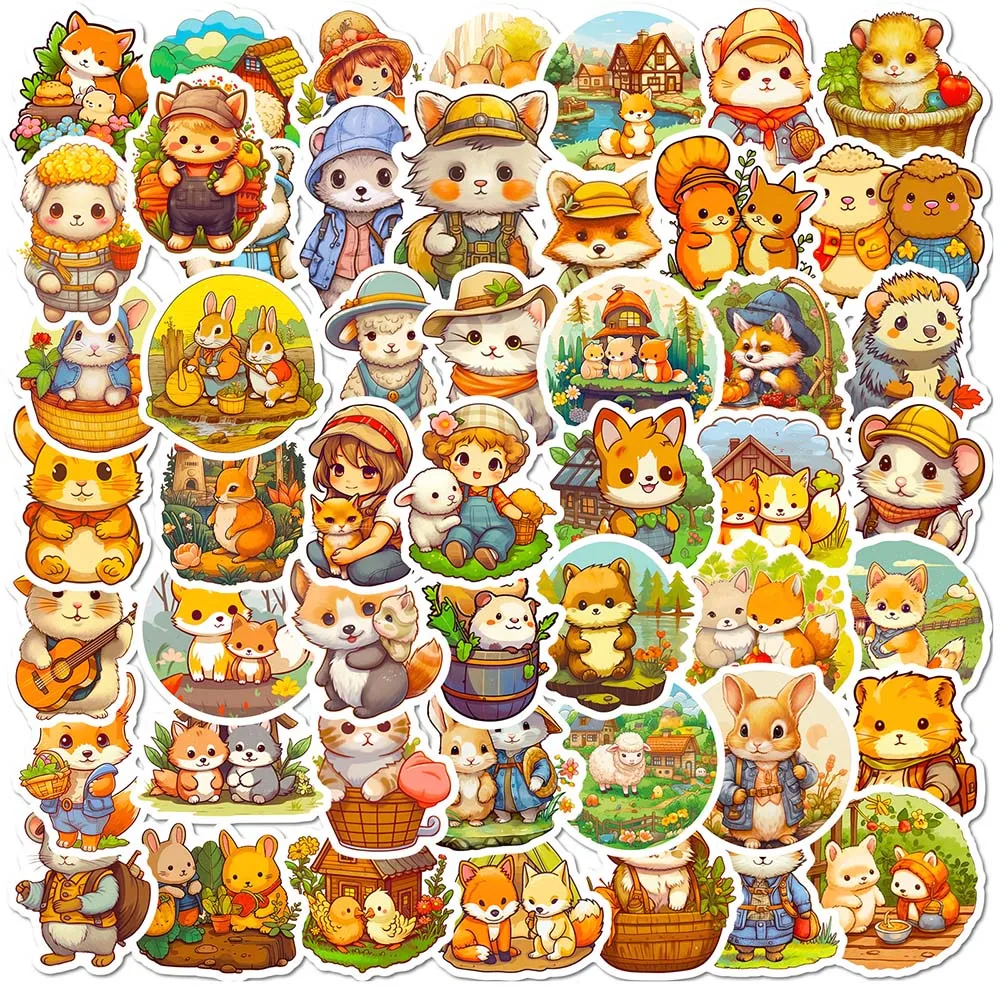 

50 Pcs Garden Animals Graffiti Stickers DIY Waterproof Removable Decoration Wall Car Scrapbooking Notebook Pencil Case Decals