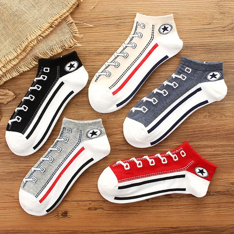 1 pair Of Funny Shoe Print Socks Fashion Harajuku Style Hip Hop Cute Fashion Soft Womens Slippers And Socks