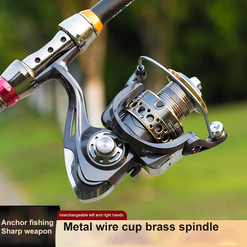 

Metal Spool Spinning Fishing Reel 12+1BB Superior Wheel For Freshwater Saltwater Fishing 2000-7000 Series 5.2:1 Wheel Reel