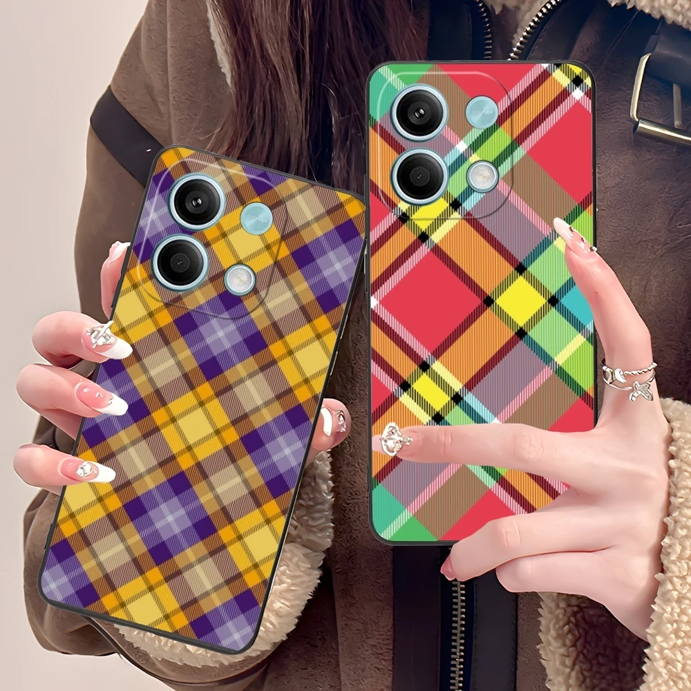 Lattice Grid Texture Mobile Cell Phone Case for Xiaomi POCO M6 M5 M4 M3 X6 X5 X4 X3 F6 F5 F4 F3 F2 C40 Pro GT 5G Black Cover