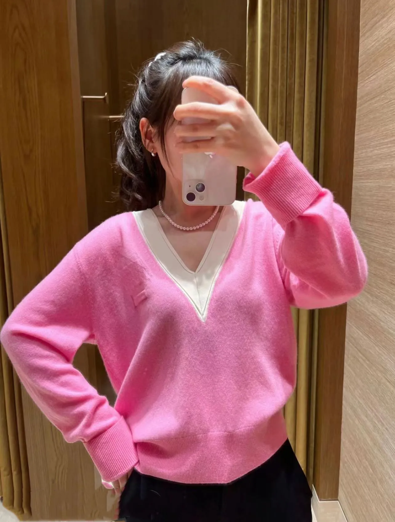 

Women Sweater Contrast Color Knitted Casual Pullover Top