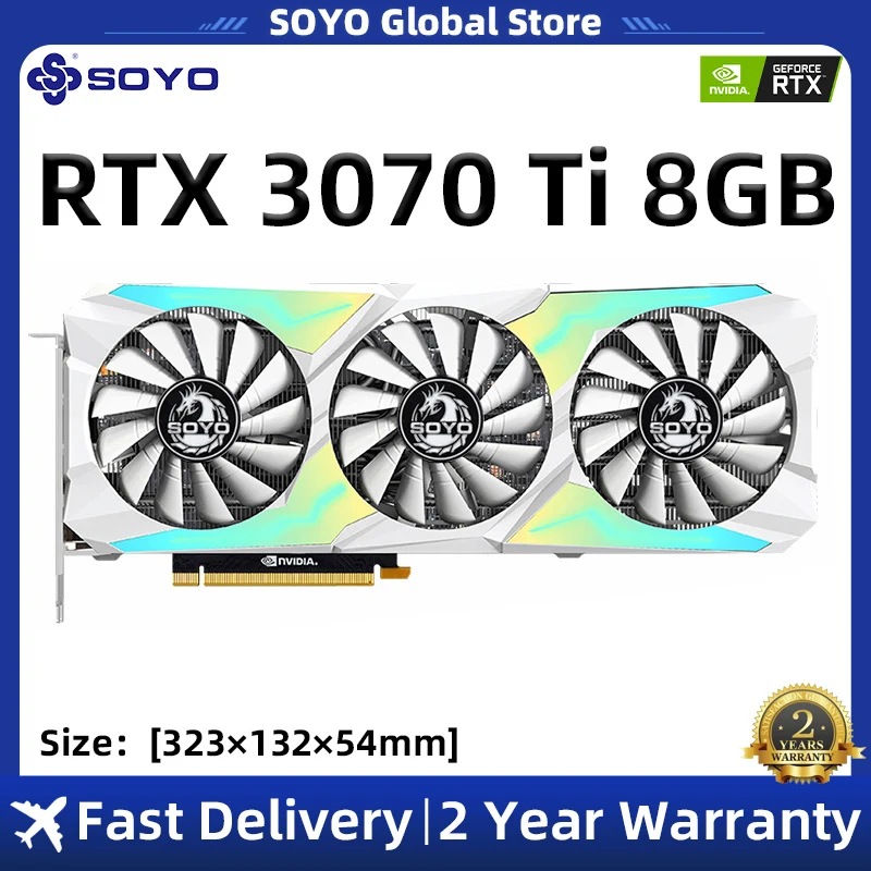 Видеокарта SOYO GeForce RTX3070Ti RTX3070 8 Гб GDDR6X 256Bit 12Pin NVIDIA игровая видеокарта компьютер PCI Express X16 4,0