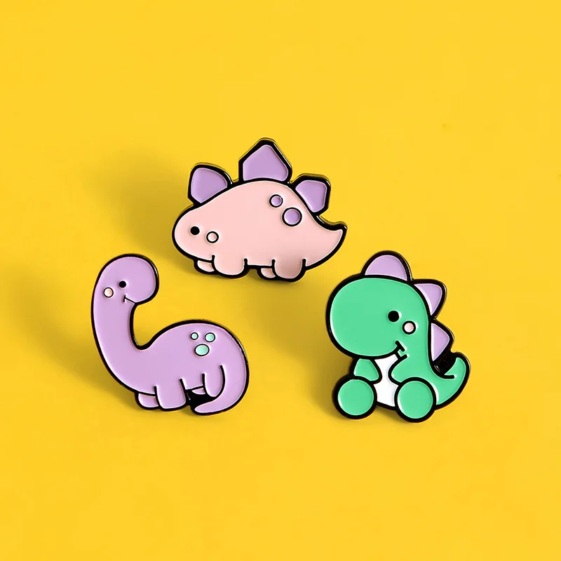 

SALeeee Cute anime colored little dinosaur creative brooch, cute little animal trend badge gift accessories