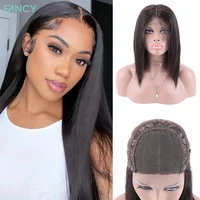 Fancy Lace Closure Wig 4X4 Straight Wigs Central Part for Women Brazilian Human Hair Wigs Remy 20 inches Cheap Wigs