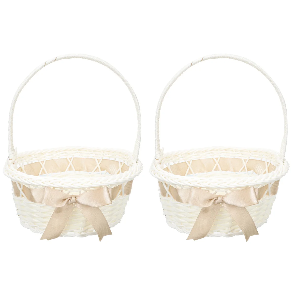 

Basket Flower Girl Woven Baskets Wedding Rustic Picnic Handle White Mini Handles Bride Ring Planter Bearer Petal Display Makeup