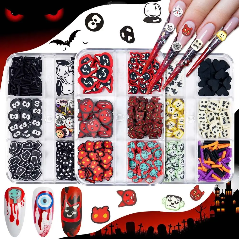 

1Set Devil Pumpkin Soft Clay Nails Flakes Slice Halloween Nail Decorations Halloween Nails Flakes Manicure Accessories