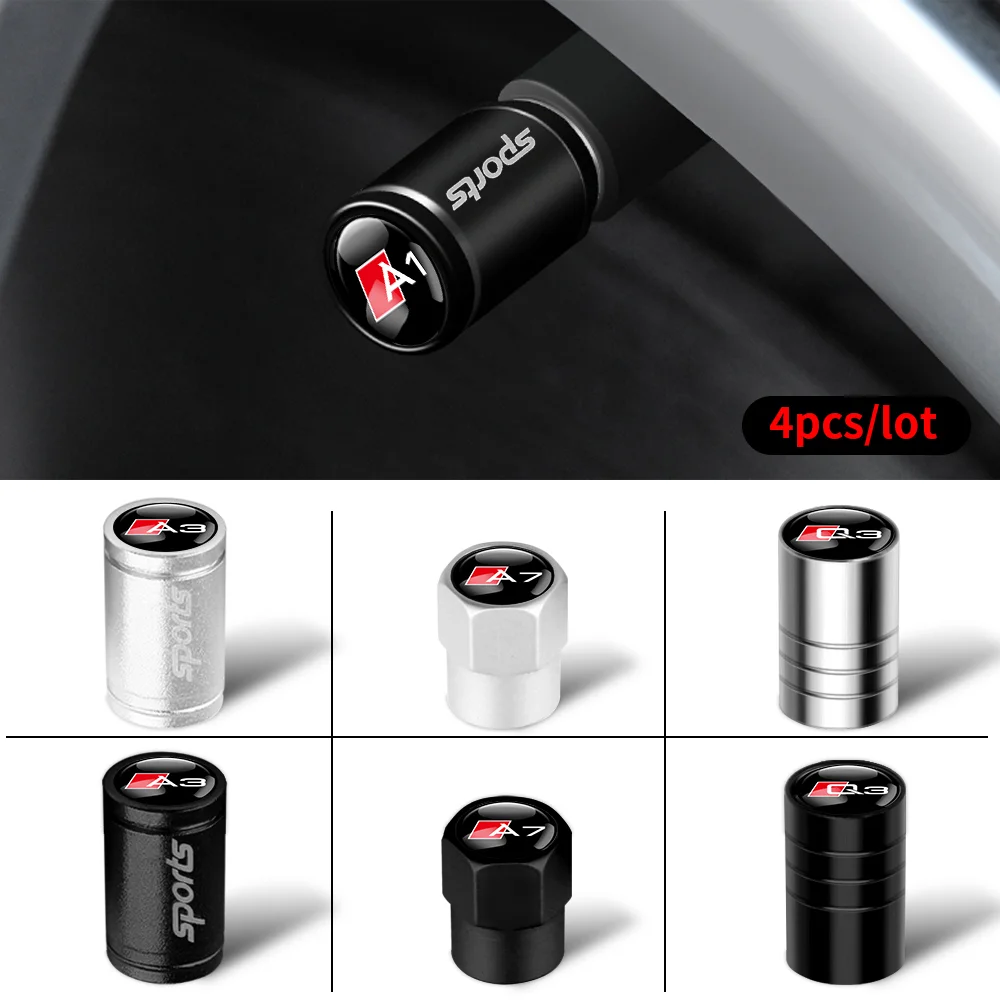 

4PCS Car Refit Wheel Tire Valve Stem Cover Caps Sticker For Audi a1 a3 a4 a7 b8 8p b6 b7 8v a5 q5 c6 a6 c5 c7 b9 q7 q3 TT Q7 S2