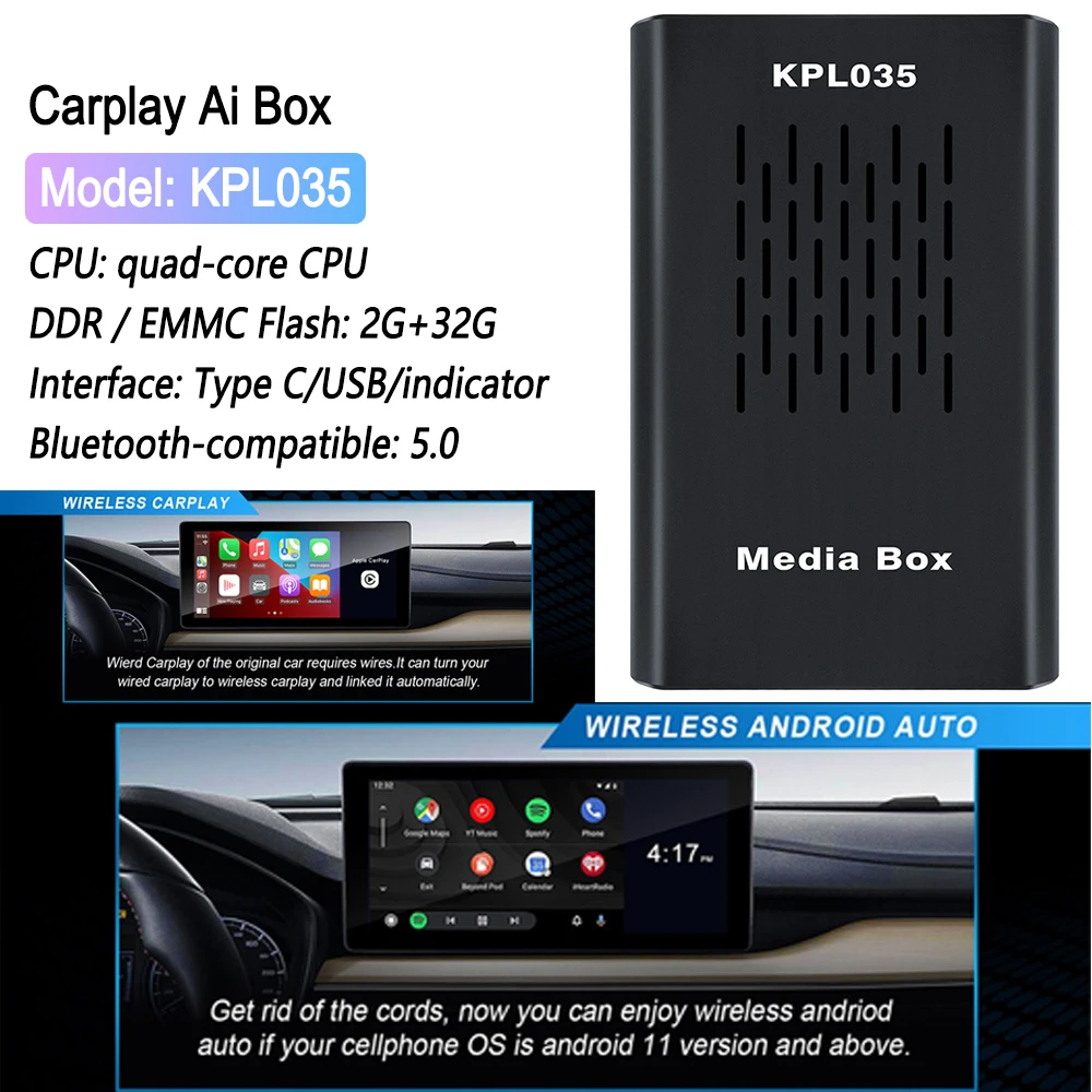 

Беспроводная автомобильная система CarPlay, Wi-Fi, Bluetooth, автомобильный видеоплеер, 2 Гб ОЗУ + 32 Гб ПЗУ, четырехъядерный процессор для Android