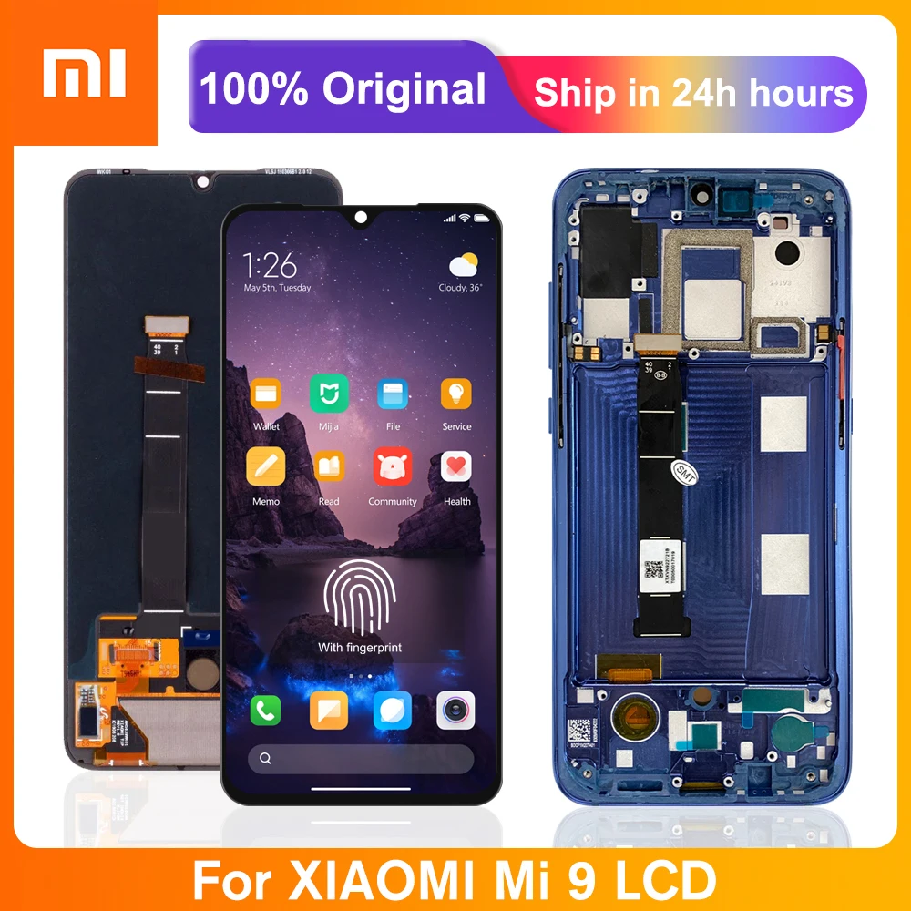 

100% Test Original 6.39'' Display Screen For Xiaomi Mi 9 LCD Touch Screen Digitizer With Frame Assembly For Xiaomi MI9 M1902F1G