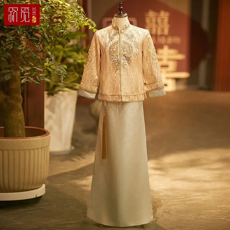 

Новинка 2023, мужское свадебное платье Xiuhe в китайском стиле, пальто с драконом и Фениксом, костюм Тан, одежда для свадебных нарядов