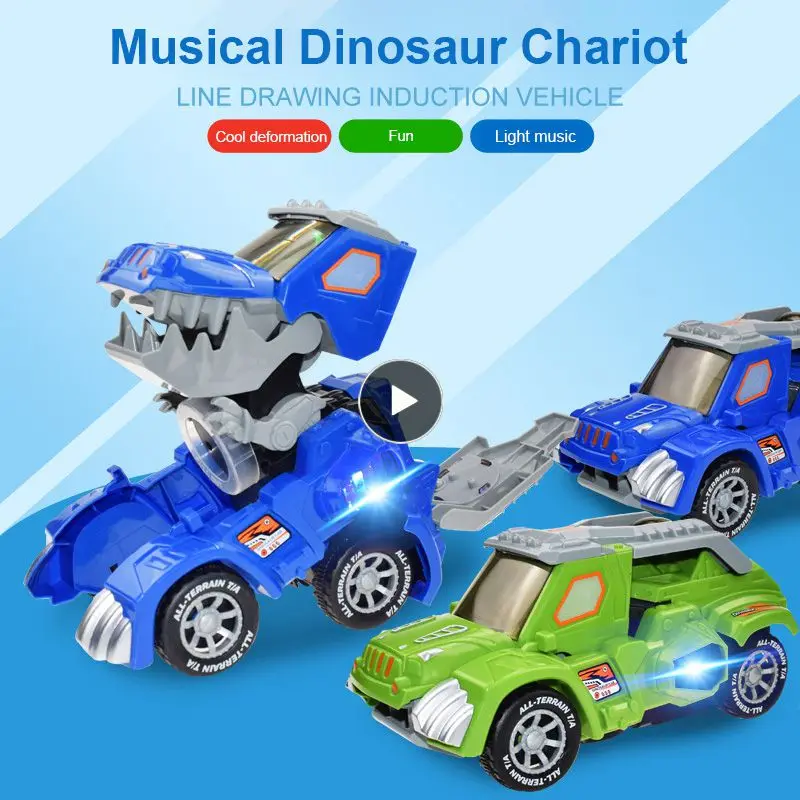 

Deformation Electric Dinosour Car Toy Universal Wheel Transformation Robot Vehicle With Lights Music Christmas Gift For Kids
