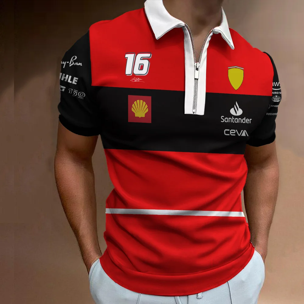 2023 Summer New Men's T-shirt Fashion 3D Printing F1 Racing Polo Shirt Casual Breathable T-shirt