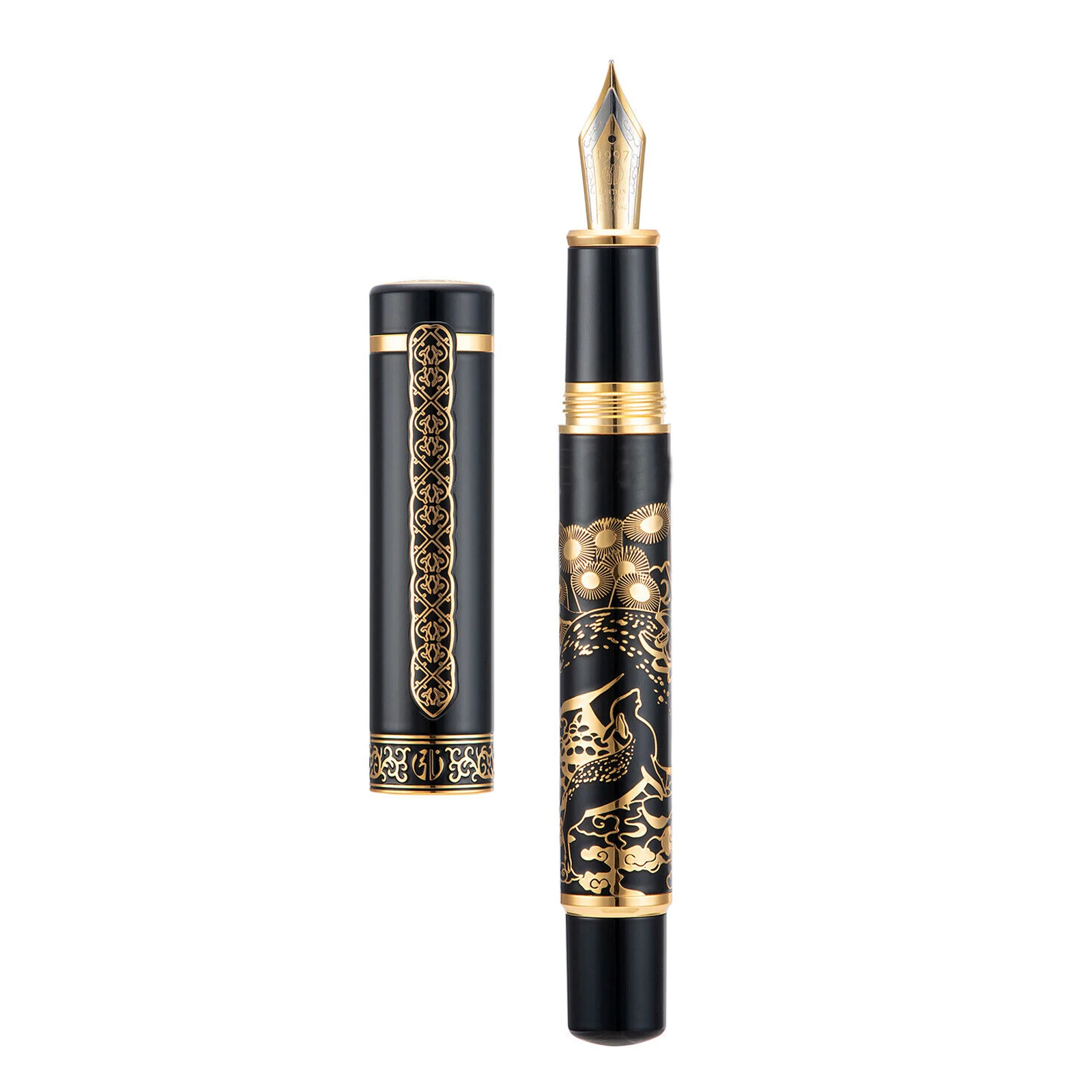 

New Hongdian 8037 Metal Fountain Pen with Ink Converter Deer Painting EF/F Nib Pen school supplies office business writing pens