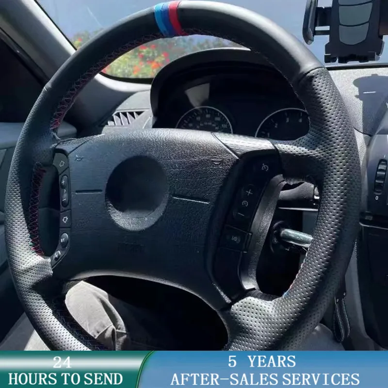 Customized Car Steering Wheel Cover Anti-Slip Leather Braid Auto Interior Accessories For BMW E46 318i 325i E39 X5 E53